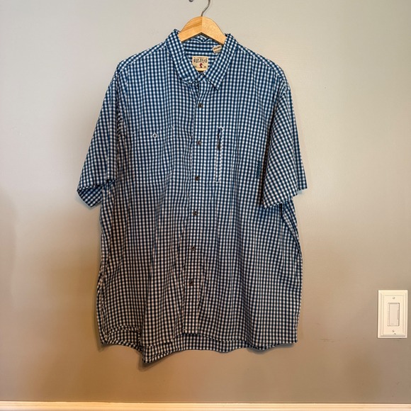 RedHead Other - RedHead Mens Blue Gingham Short Sleeve Button Down Shirt Stretch 3XL 3TG